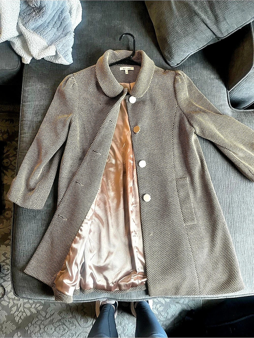 miami' Geometric Coat in Brown & Black Size Small